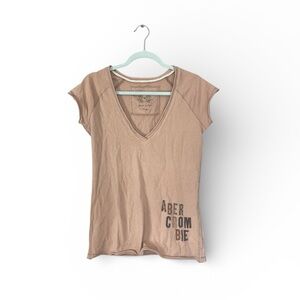 Y2K Abercrombie & Fitch Tan V-Neck Tee